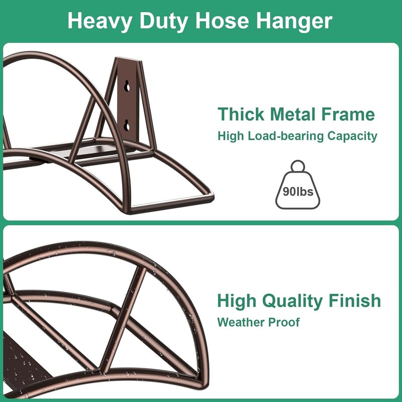 TomCare Garden Hose Holder Heavy Duty Water Hose Holder Wall Mount Hose Hanger Decorative Durable Garden Hose Storage Hose Reel Solid Metal Hose Stand Sturdy Hose Holders for Outside Yard, Bronze - Image 3